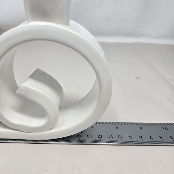 Paola Navone Beautiful MCM White Ceramic Swirl Double Candle Holders Decorative - Picture 9 of 10